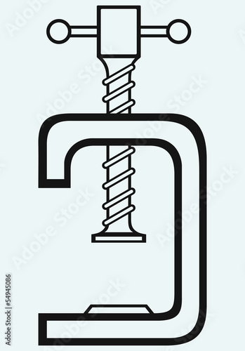 C-Clamp is isolated on blue background