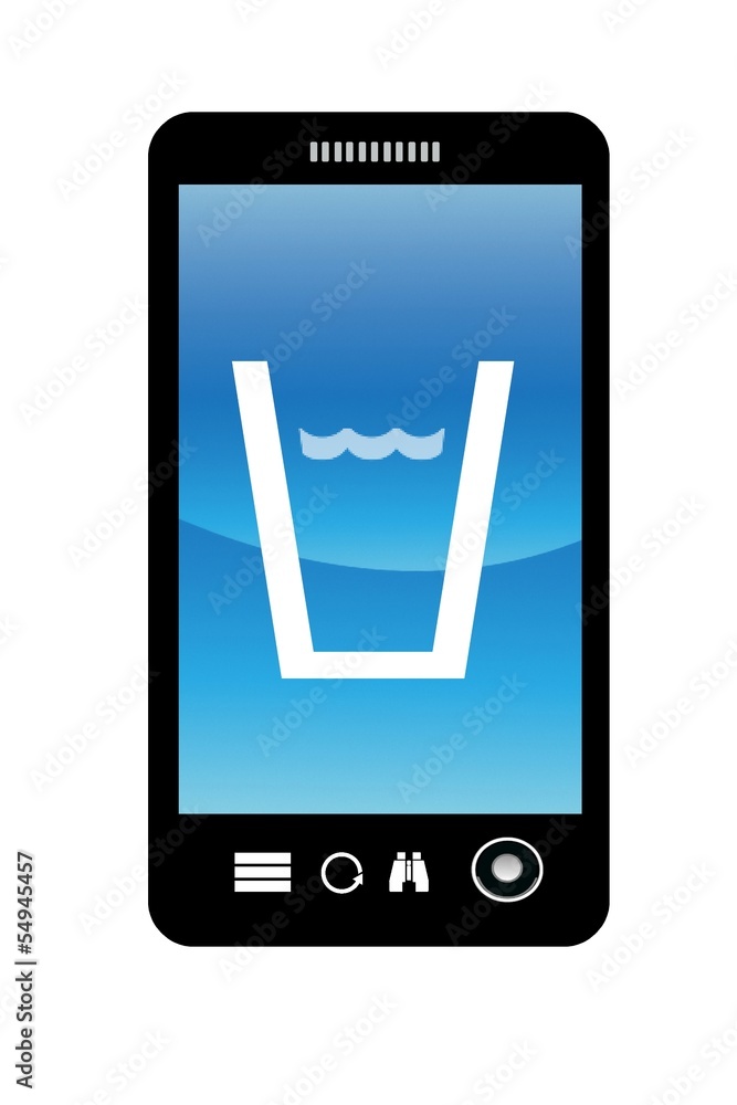 Verre d'eau dans un téléphone mobile Verre d'eau dans un téléphone mobile