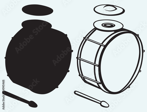 Drums isolated on blue background