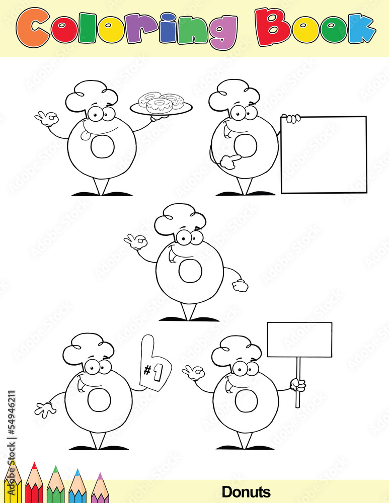 Coloring Book Page Donut Cartoon Character Coloring Book Page Donut Cartoon Character