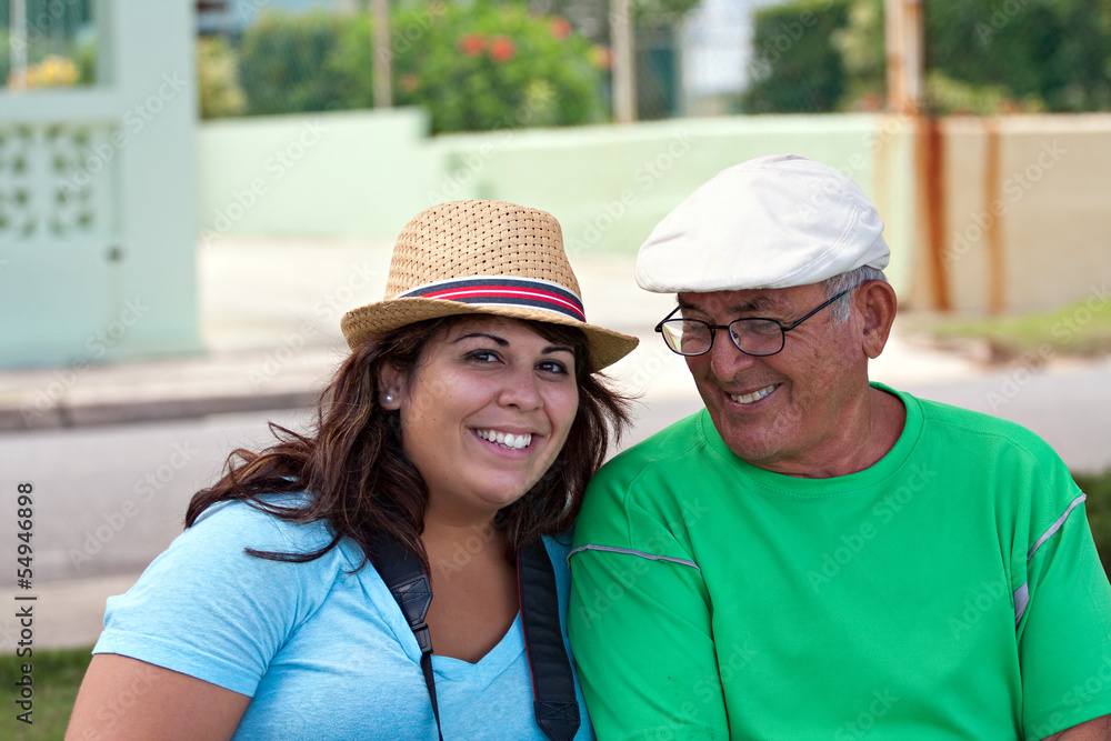 Obraz premium Hispanic Woman with Her Grandfather
