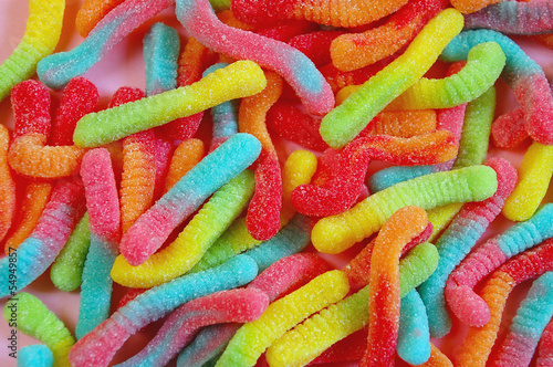 Colorful gummi worms