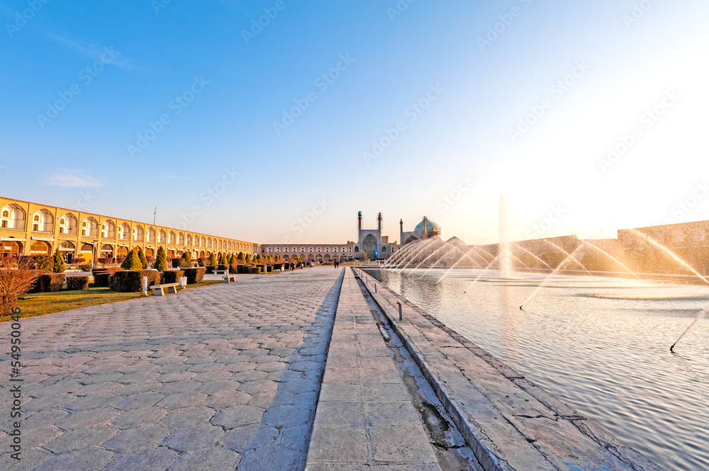 Early-evening view of Naqsh-e Jahan Square in Esfahan, Iran. Early-evening view of Naqsh-e Jahan Square in Esfahan, Iran.