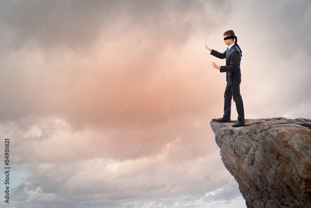 Businessman in blindfold