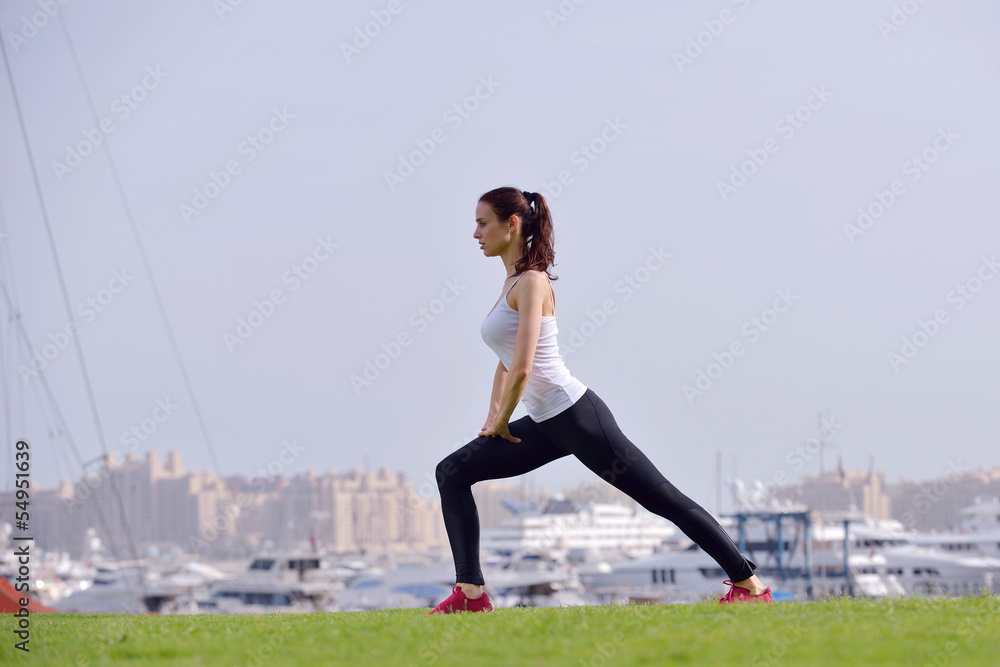 Young beautiful woman jogging on morning Young beautiful woman jogging on morning