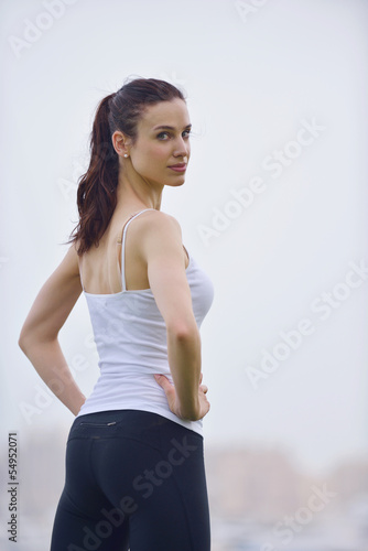 Young beautiful woman jogging on morning