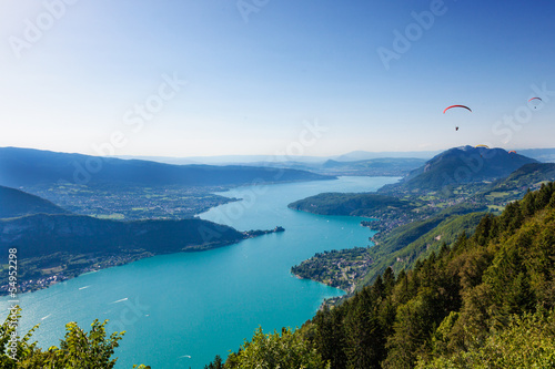 View of the Annecy lake from Col du Forclaz
