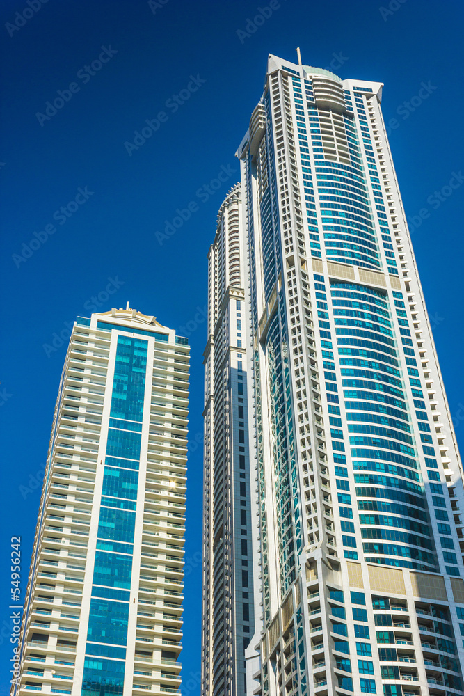  High rise buildings and streets in Dubai, UAE