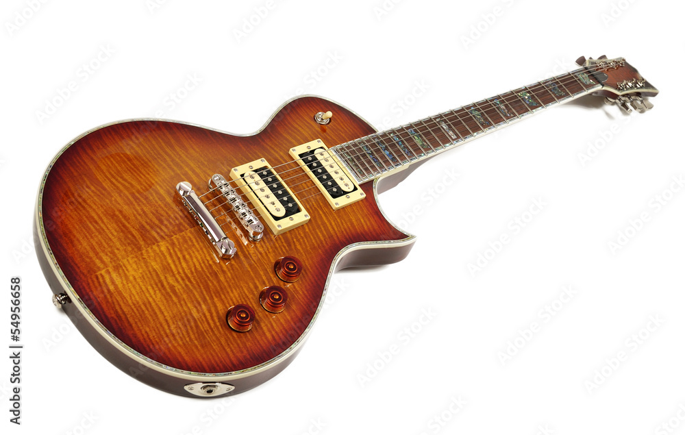 Fototapeta premium Guitarra sobre fondo blanco.