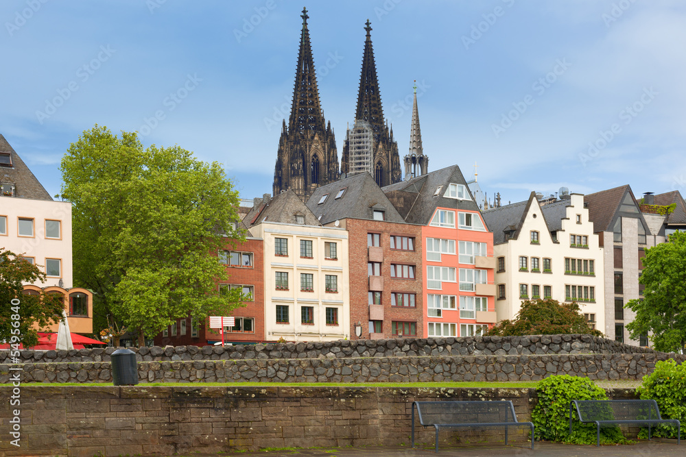 Buildings along an embankment in Cologne