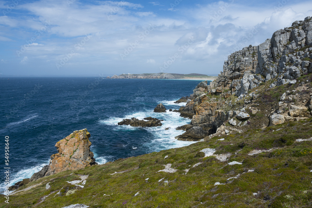 rocky coastline and sea - Brittany, France