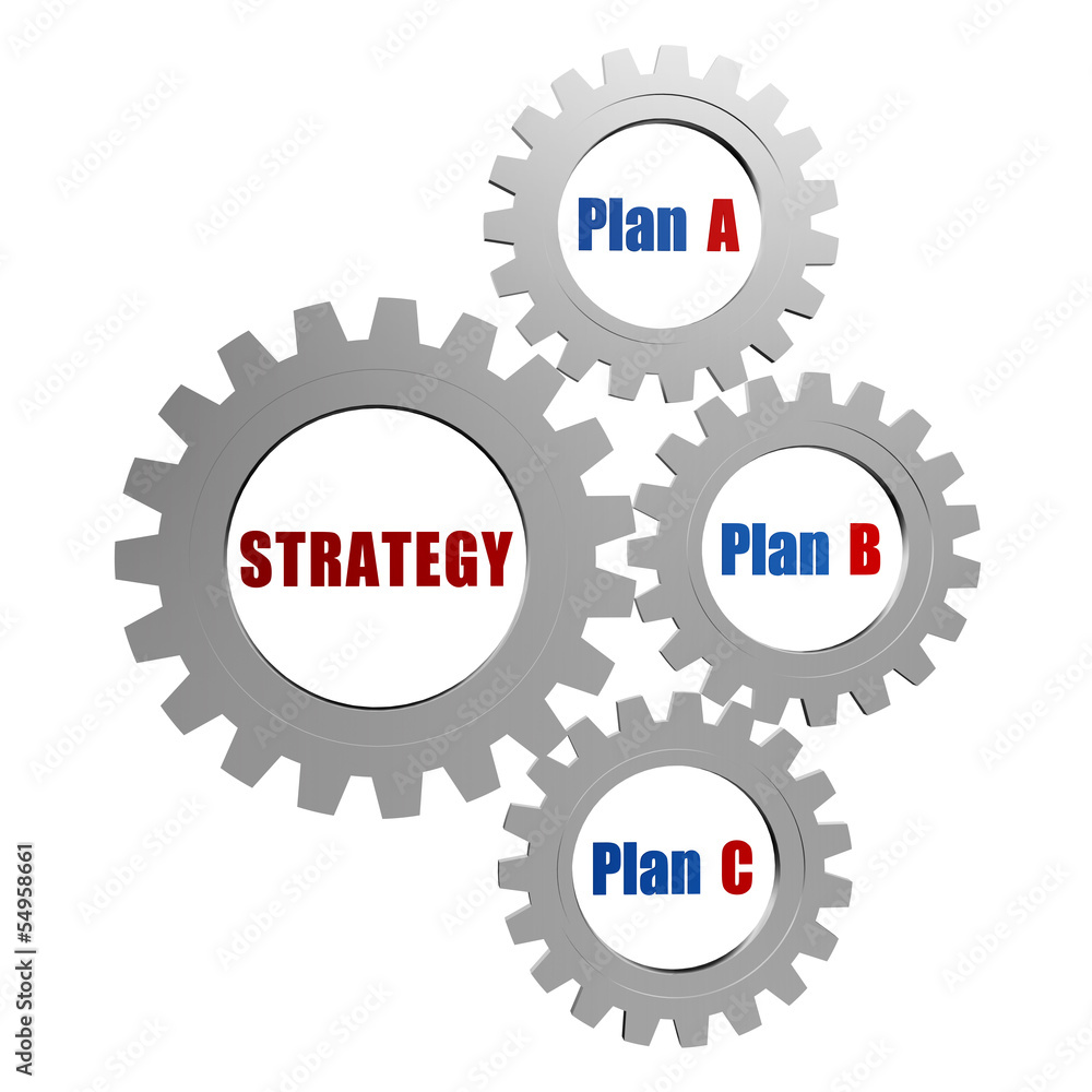 strategy and plans in silver grey gears