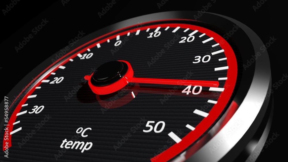 Fototapeta premium Temperature meter shows high temperatures