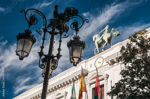 Detailed view of decoration of city-hall of Granada.