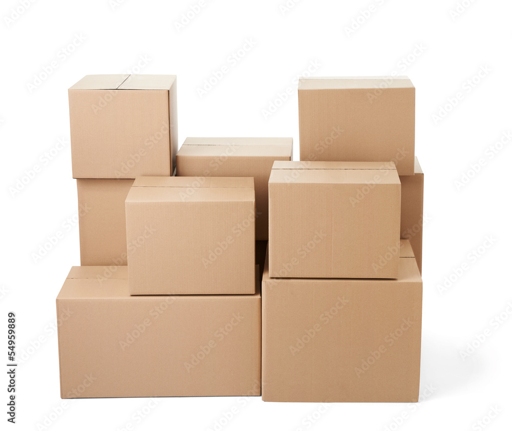 Obraz premium cardboard box package moving transportation delivery stack