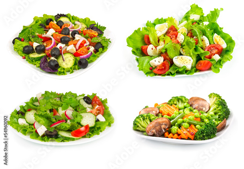 Set of salad with fresh vegetables