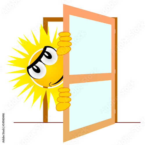 sun open the door art vector illustration