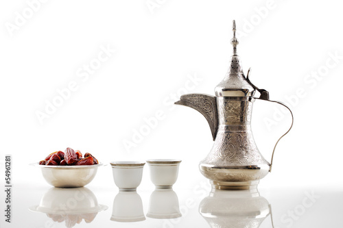 A dallah, a metal pot for making Arabic coffee
