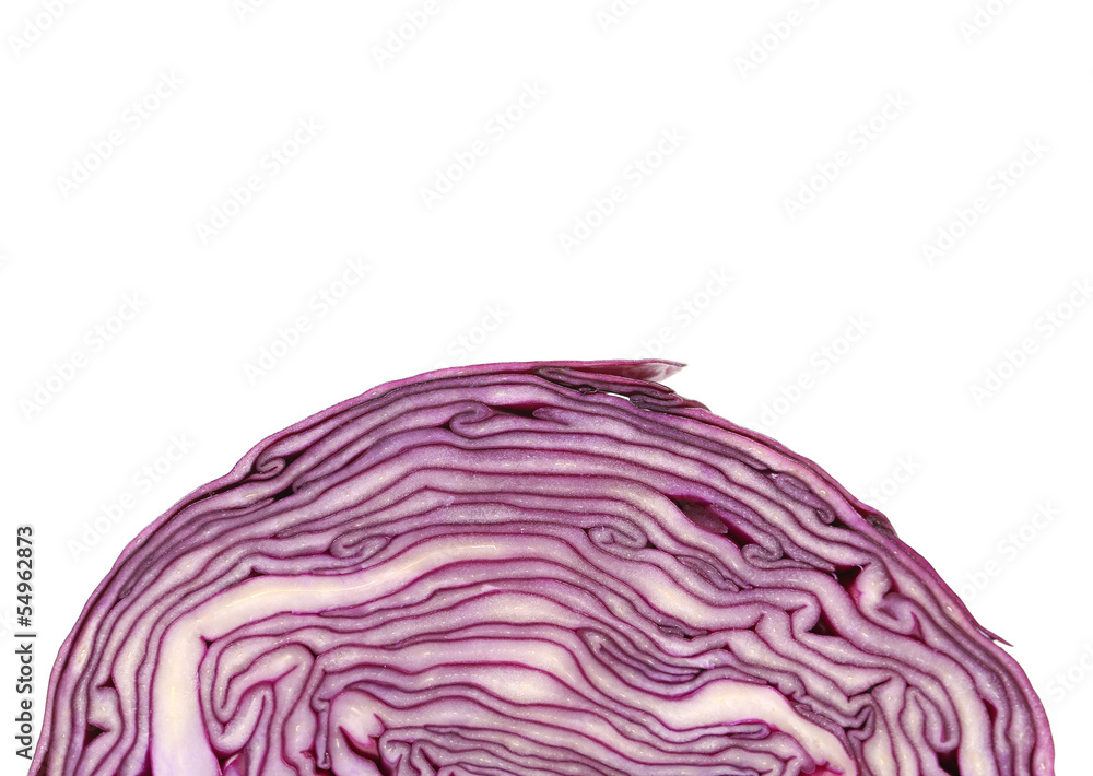Slice of violet cultivated cabbage. Slice of violet cultivated cabbage.