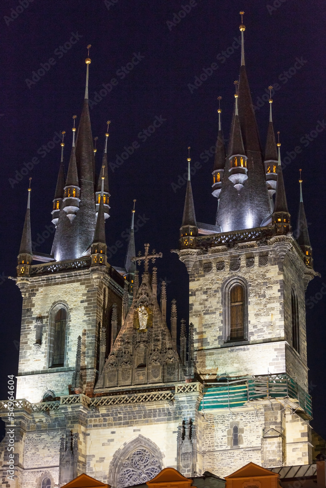 Obraz premium The Church of Our Lady before Tyn (Prague, Czech Republic). Nigh
