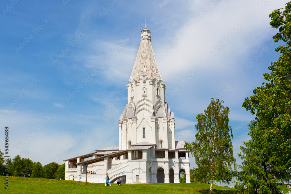 Unique tent church in Kolomenskoe park in Moscow