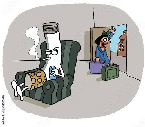 Woman leaves her cigarette husband