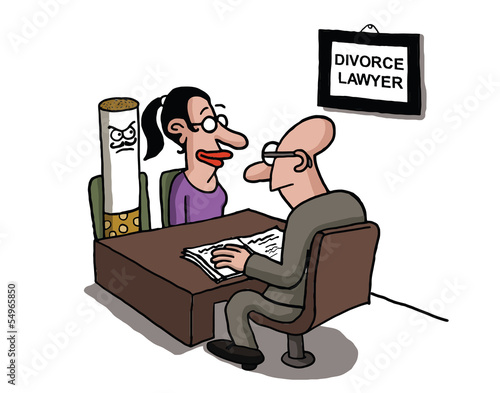 Woman is divorcing a cigarette