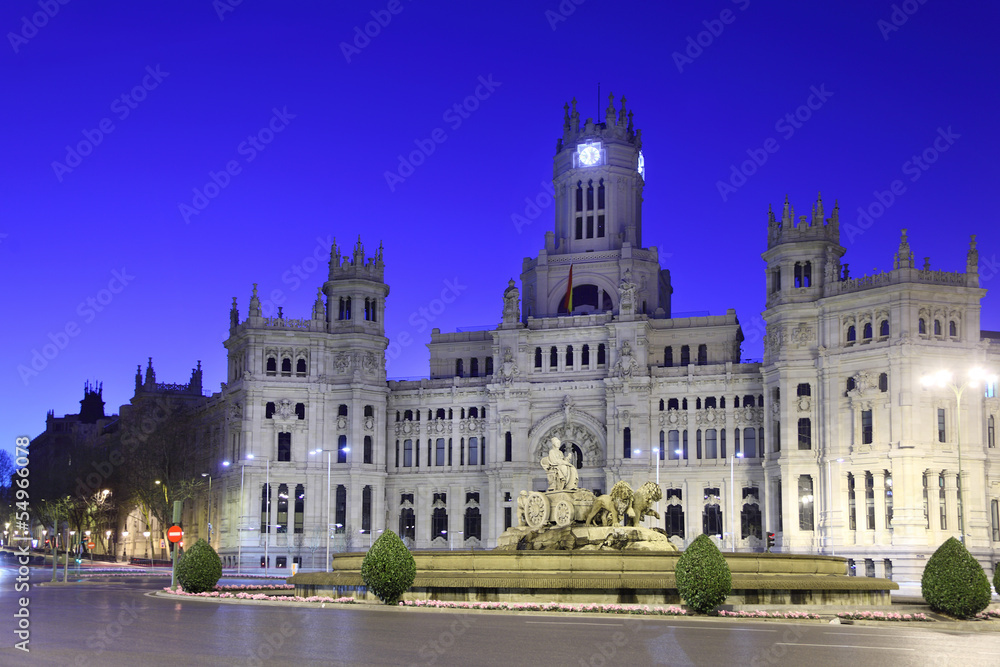 Post Office Building at Cibeles Square at morning in Madrid