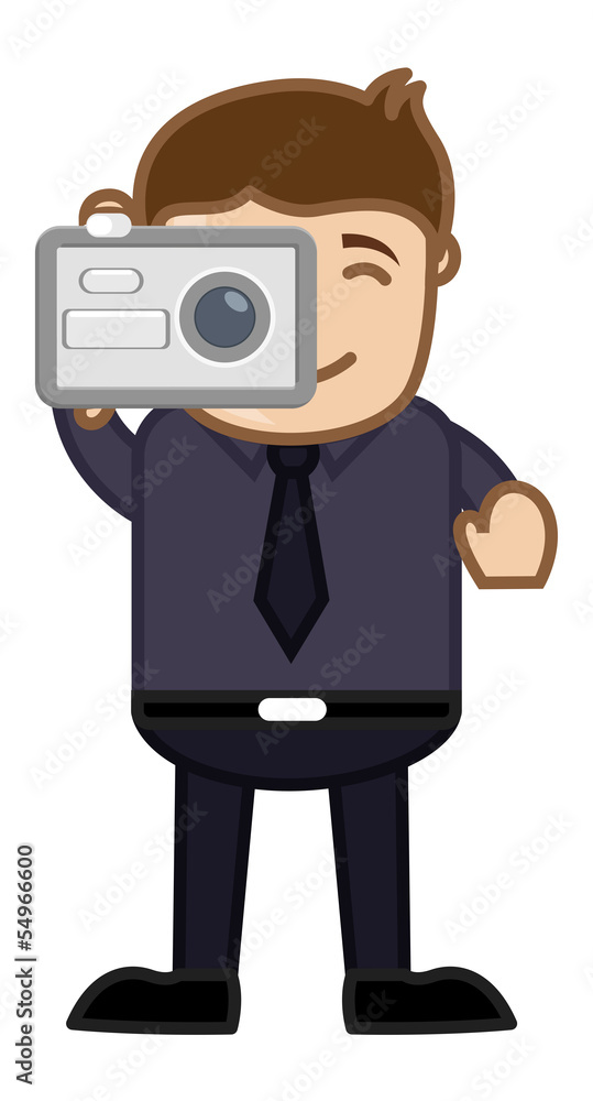 Taking Shot with Digital Camera - Business Cartoons Character