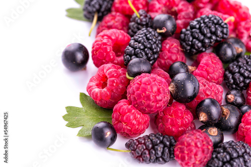 Fresh berries raspberries, blackcurrants