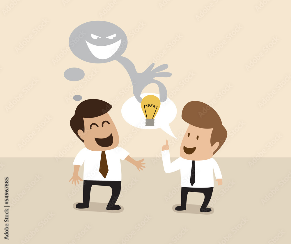 Businessman is stealing idea from another man Businessman is stealing idea from another man