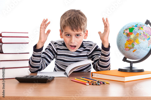 Принти на полотні Tired schoolboy