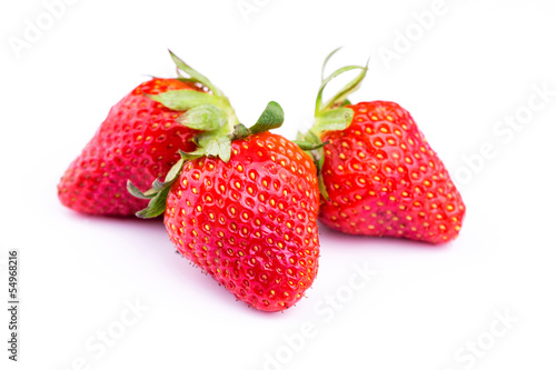 Fresh strawberries isolated on white background.