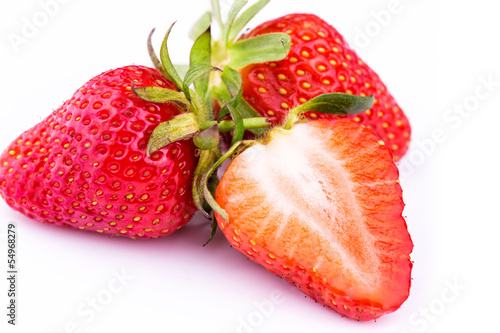 Fresh strawberries isolated on white background.