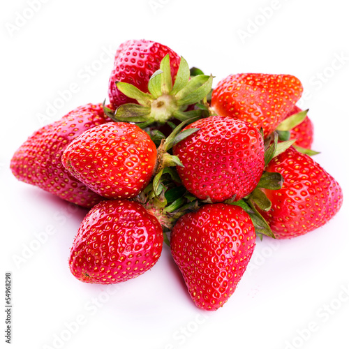 Fresh strawberries isolated on white background.