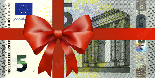 5 Euroschein mit breiten Geschenkband