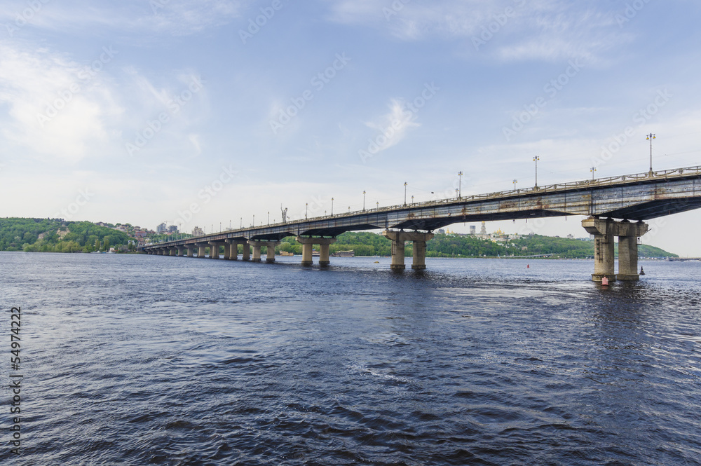 The great bridge across the Dnieper River in Kiev