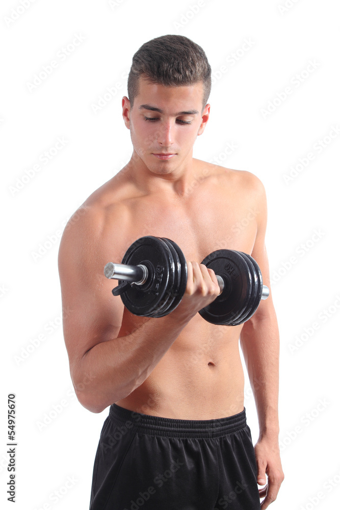 Attractive man doing weights isolated Attractive man doing weights isolated