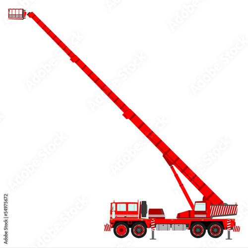 Red cherry picker truck