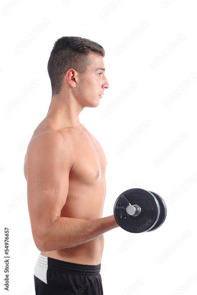 Attractive man doing weights isolated Attractive man doing weights isolated