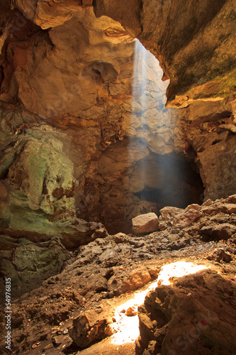 Sun beam into the cave, Thailand
