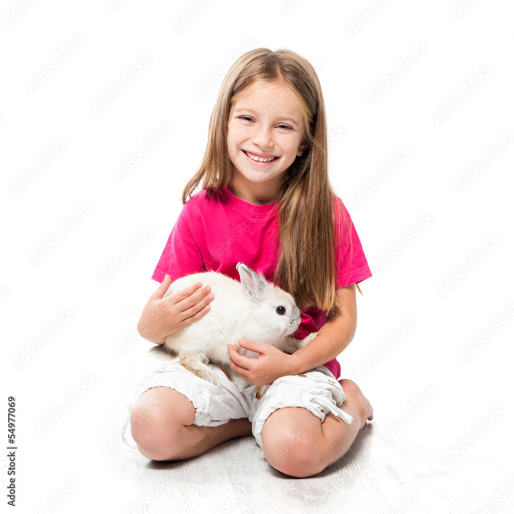 little girl with her rabbit little girl with her rabbit
