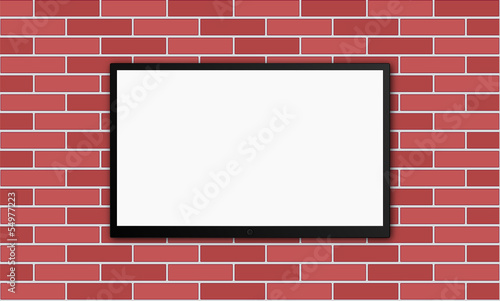 flat modern plasm tv on brick wall