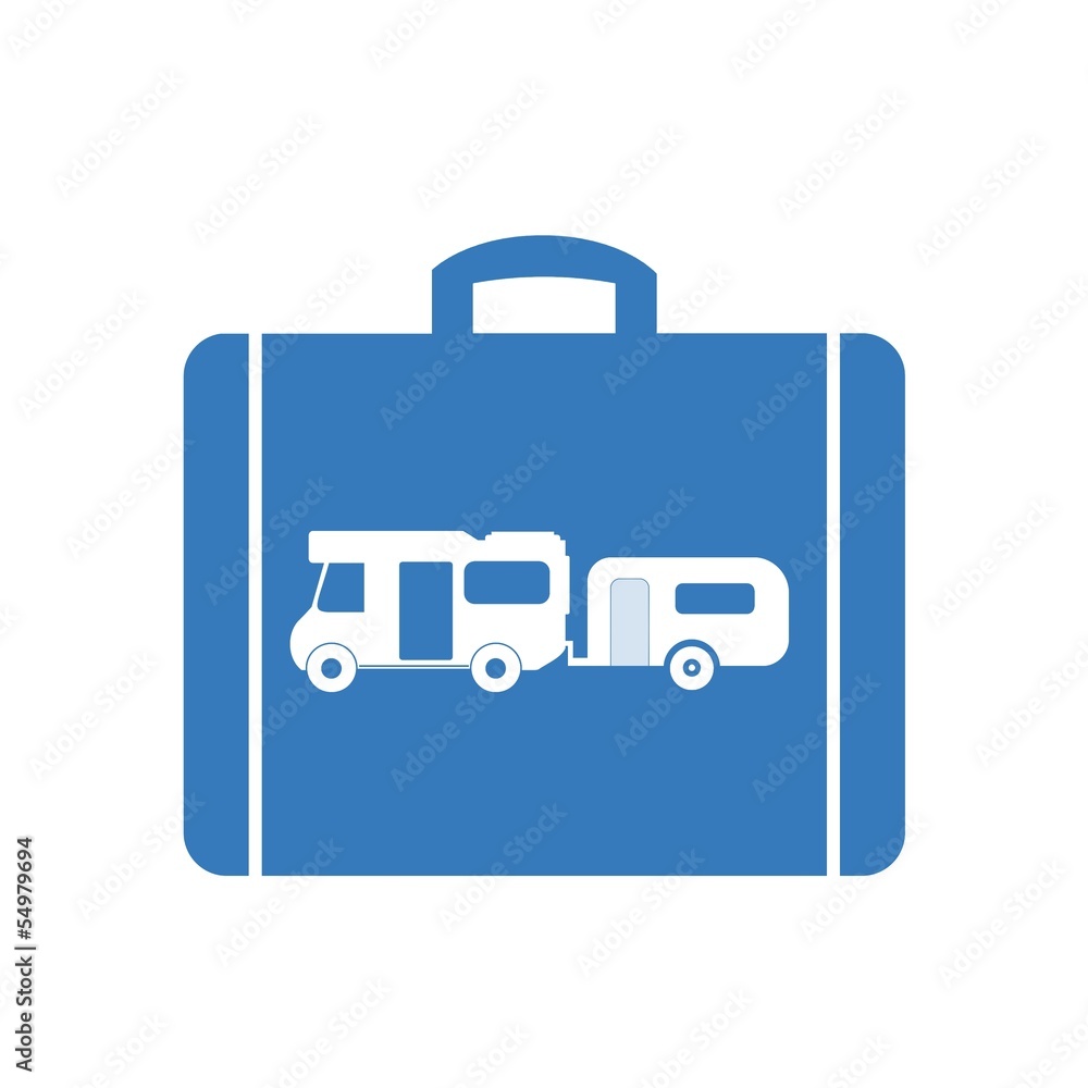 Camping-car avec une caravane dans une valise Camping-car avec une caravane dans une valise