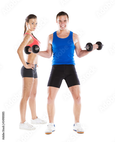 athletic man and woman