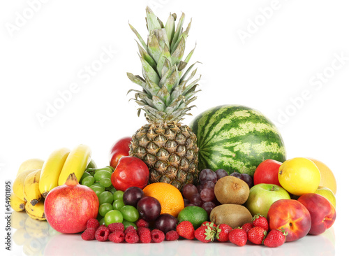 Different fruits isolated on white