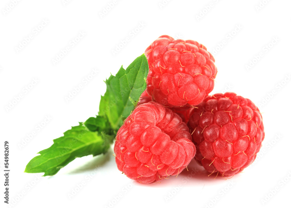 Ripe sweet raspberries isolated on white Ripe sweet raspberries isolated on white