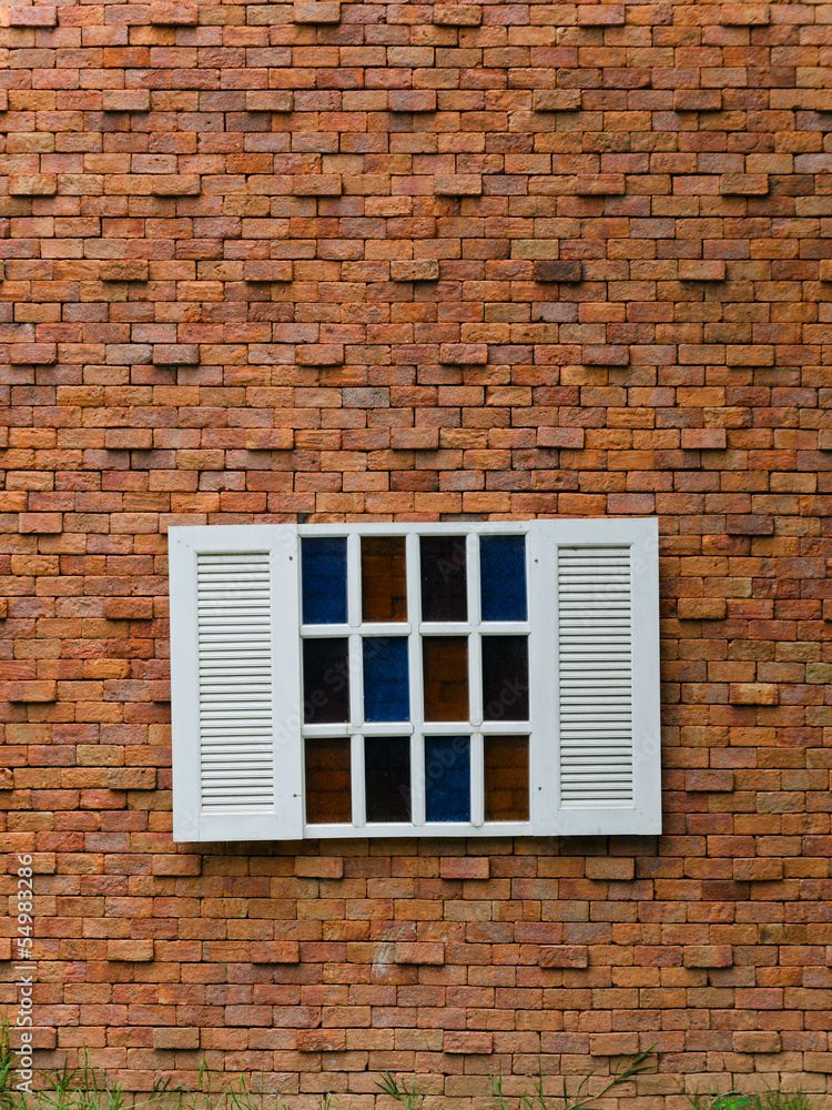 Fake White Window on Brick Wall