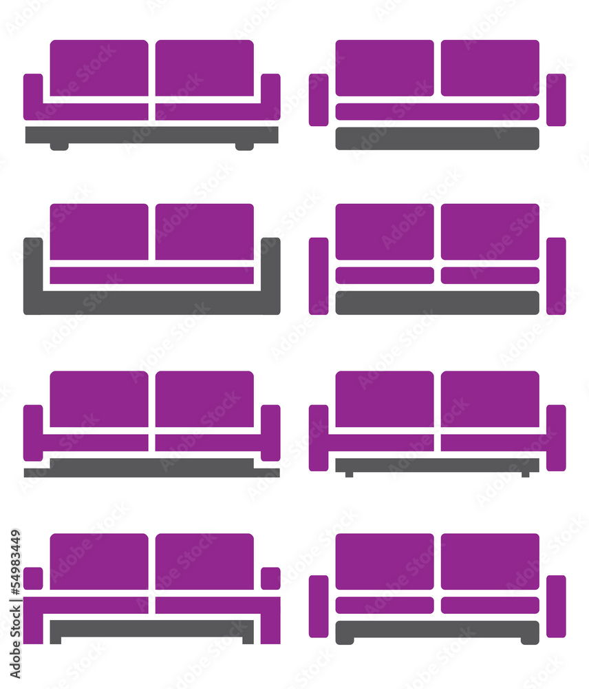 Sofa & Couch Vector Illustration in violet color