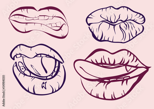 tattoo .Collection   mouths with  lips.